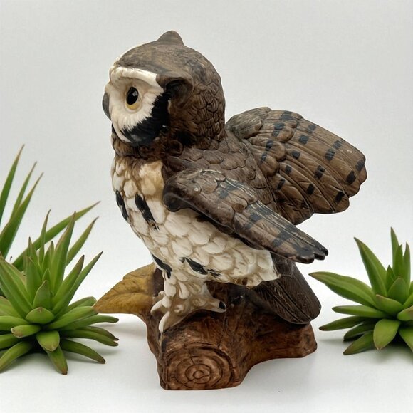 Homco Porcelain Barn owl Figurines 5" Set of 2 1995 #1114 Vintage - Picture 3 of 10